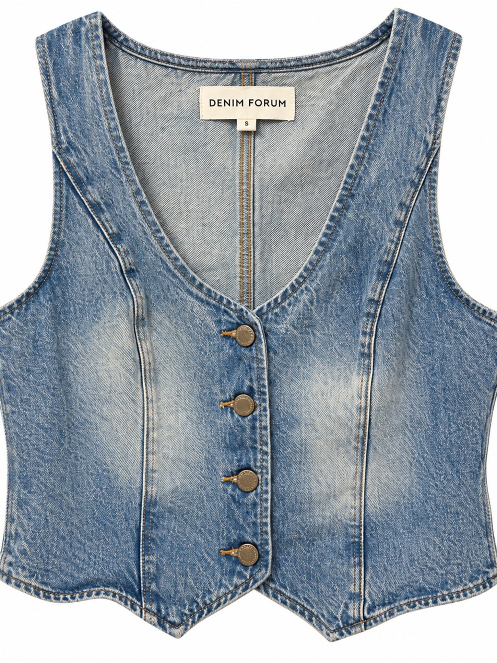 Denim Forum Light Blue Washed Denim Vest